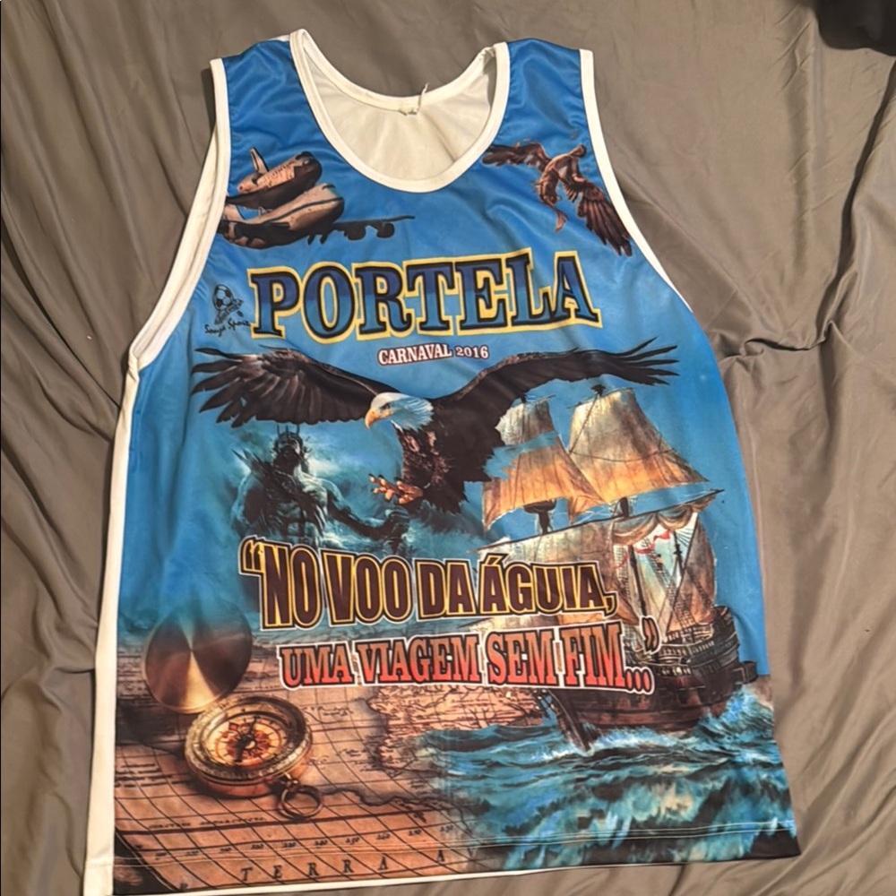 Portela Samba  School Carnaval Tank Top Blue XL